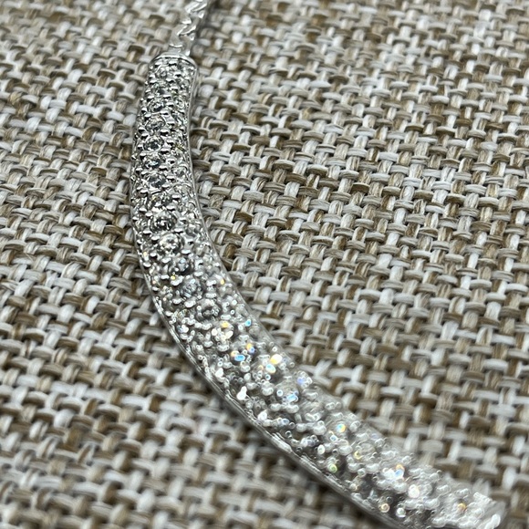 Swarovski Elements White Gold Plated Crystal Pave Bar Necklace, 16" - Picture 17 of 17